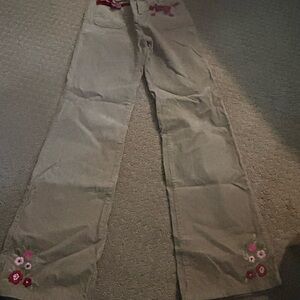 Gymboree Tan Flare Jeans with Floral Accents